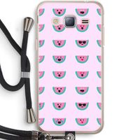 Smiley watermeloenprint: Samsung Galaxy J3 (2016) Transparant Hoesje met koord
