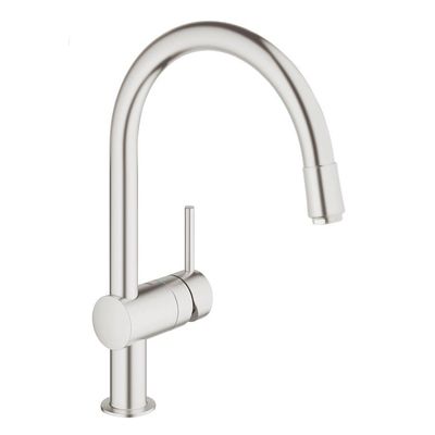 GROHE Minta Keukenkraan - hoog - draaibare/uittrekbare ronde uitloop - supersteel geborsteld 32918dc0