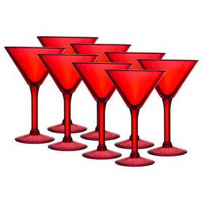 Home Deco Factory Cocktailglas - 8x - rood - kunststof - 24 cl - martini glas Home Deco Factory Cocktailglas - 8x - rood - kunststof - 24 cl - martini glas