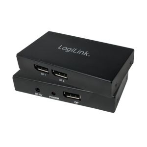 LogiLink 2 poorten DisplayPort-splitter Ultra HD-geschikt 3840 x 2160 Pixel Zwart