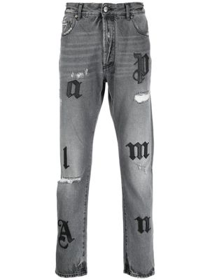 Palm Angels jean droit à effet usé - Gris