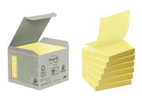 Post-it Recycled Z-notes, 100 vel, ft 76 x 76 mm, geel, pak van 6 blokken