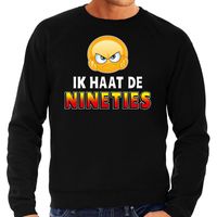 Funny emoticon sweater Ik haat de nineties zwart heren