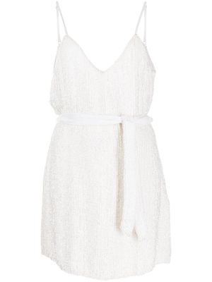 Retrofete robe Claire courte à sequins brodés - Blanc