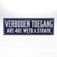 Bord metaal "verboden toegang art.nr."