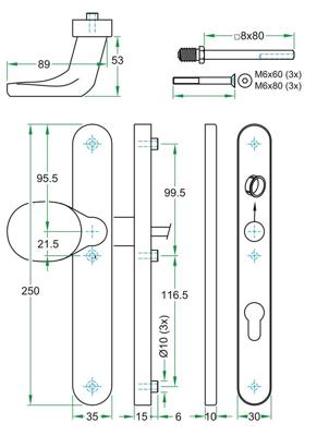 Knop/kruk paar PRIO SKG*** rvs mat blind/PC92 LS