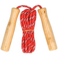 Rood springtouw met houten handvatten 236 cm - Buitenspeelgoed - thumbnail