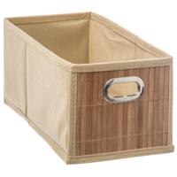 5Five Opbergmand/kastmand - beige - linnen/bamboe - 15 x 14 x 31 cm - 6.5 liter - Vakkenkast 5Five Opbergmand/kastmand - beige - linnen/bamboe - 15 x 14 x 31 cm - 6.5 liter - Vakkenkast