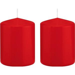 Cilinderkaars/stompkaars - 2x - rood - 6 x 8 cm - 29 branduren