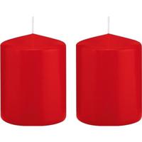 Cilinderkaars/stompkaars - 2x - rood - 6 x 8 cm - 29 branduren