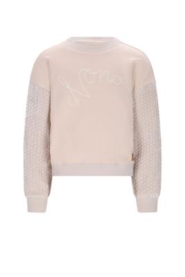 NoNo winter sweater meisjes - ivoor - Konono - vevet contrast mouwen