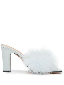 Maison Margiela mules en satin ornées de plumes 90 mm - Bleu