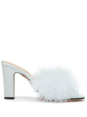 Maison Margiela mules en satin ornées de plumes 90 mm - Bleu