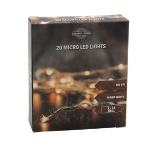 Touwverlichting met 20 micro led lampjes sfeerverlichting op batterij 100 cm