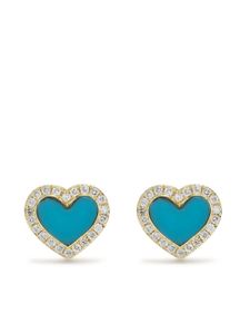 Jennifer Meyer puces d'oreilles cœur en or 18ct ornées de turquoise et de diamants