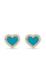 Jennifer Meyer puces d'oreilles cœur en or 18ct ornées de turquoise et de diamants