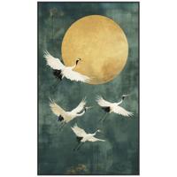 Leen Bakker - Schilderij Volle Maan FCL - 118x70 Cm - MDF - Zwart#Groen#Goudkleurig - 3.7x70x118 Cm