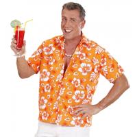 Widmann Hawaii blouse - oranje met witte bloemen - heren - Tropisch themafeest