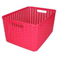 Opbergmand - Kastmand - rotan kunststof - fuchsia roze - 18 Liter - 29 x 39 x 20 cm