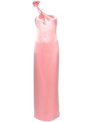 Magda Butrym robe longue en soie à une épaule - Rose