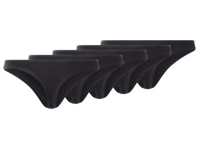 esmara Set van 5 dames strings (Zwart, L (44/46))