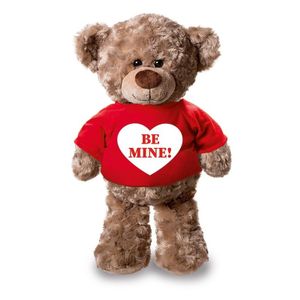 Knuffel teddybeer Be Mine hartje rood shirt 24 cm