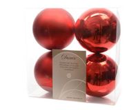 4 kerstballen kerstrood 100 mm - Ksd