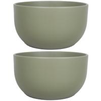 Floran Plantenpot - 2x stuks - groen - schaal - keramiek - 26 x 14 cm