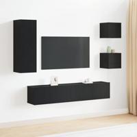 TV-kast Set 5 pcs Zwart eiken 160 x 30 x 30.5 cm Bewerkt hout