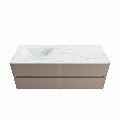 MONDIAZ VICA-DLUX 130cm badmeubel onderkast Smoke 4 lades. Inbouw wastafel CLOUD links 1 kraangat, kleur Opalo.