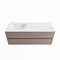 MONDIAZ VICA-DLUX 130cm badmeubel onderkast Smoke 4 lades. Inbouw wastafel CLOUD links 1 kraangat, kleur Opalo.