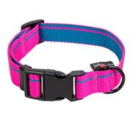 Hondenhalsband Nylon roze Stripe M - thumbnail