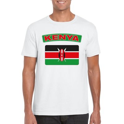 T-shirt met Keniaanse vlag wit heren