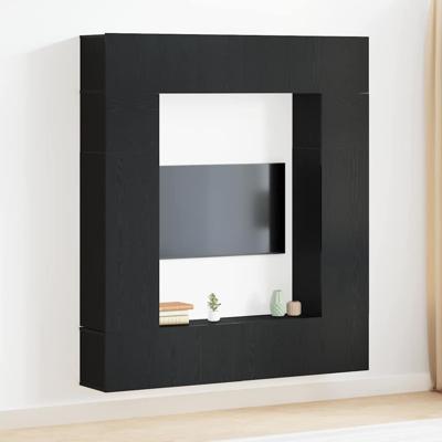 TV-kast 8 pcs Zwart 80 x 30 x 30 cm Bewerkt hout