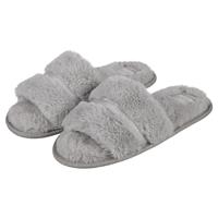 Apollo huisslippers/instapsloffen/pantoffels - kinderen - imitatiebont - grijs - maat 37-38