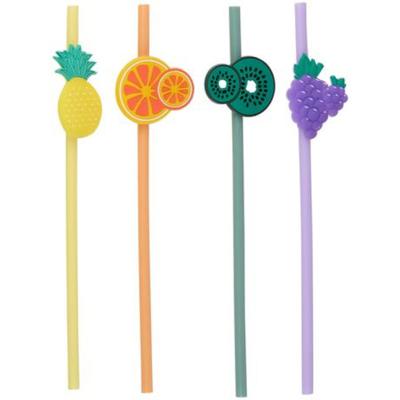 Alpina Hawaii/Fruit thema feest drinkrietjes - 4x stuks - 22 cm - kunststof - Tropisch themafeest