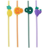 Alpina Hawaii/Fruit thema feest drinkrietjes - 4x stuks - 22 cm - kunststof - Tropisch themafeest