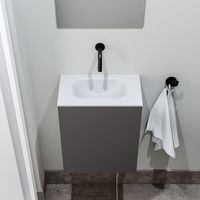 Zaro Polly toiletmeubel 40cm donkergrijs met witte wastafel zonder kraangat - thumbnail