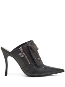 Diesel D-Venus Pocket 100mm leather mules - Marron