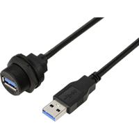 TRU COMPONENTS TC-E13T-FU3-PWF/MU3-NWA-0.5PV-S TC-13543568 USB 3.0-bus naar stekker, IP67 (schroefdraad), kabel 0,5 m Waterdichte kunststof kabel 1 stuk(s)