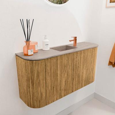 Toiletmeubel Mondiaz Joya Dlux | 83.2 cm | Meubelkleur Oak | Faye wastafel Saba Wasbak Midden | 1 kraangat