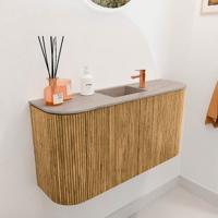 Toiletmeubel Mondiaz Joya Dlux | 83.2 cm | Meubelkleur Oak | Faye wastafel Saba Wasbak Midden | 1 kraangat