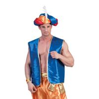 Carnaval verkleed Arabisch vest - blauw - voor volwassenen - Sultan - 1001 nacht thema Carnaval verkleed Arabisch vest - blauw - voor volwassenen - Sultan - 1001 nacht thema