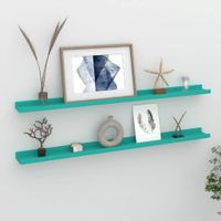 Wandschappen 2 st 100x9x3 cm blauw - thumbnail