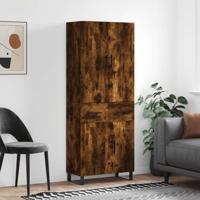 Hoge kast 69,5x34x180 cm bewerkt hout gerookt eikenkleurig