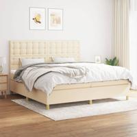 Boxspring met matras stof crèmekleurig 200x200 cm