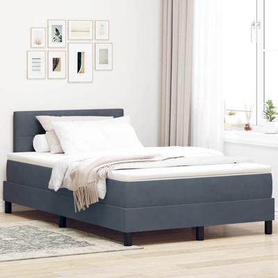 Boxspringbed met Matras Donkergrijs 120 x 190 cm Stof