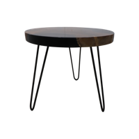 Bijzettafel Epoxy-ø50x45-Zwart-Teak/Metaal