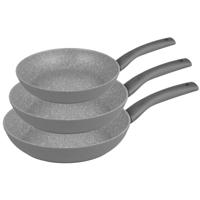 Benson Koekenpannen set - 3 formaten - grijs - Dia 20/24 en 28 cm - RVS Benson Koekenpannen set - 3 formaten - grijs - Dia 20/24 en 28 cm - RVS