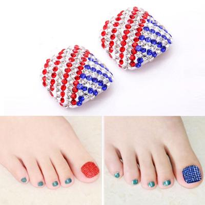 2 stuks Crystal nep Nail Art Tips Rhinestone volledige dekking teennagels Decals stickers (NO: 07)